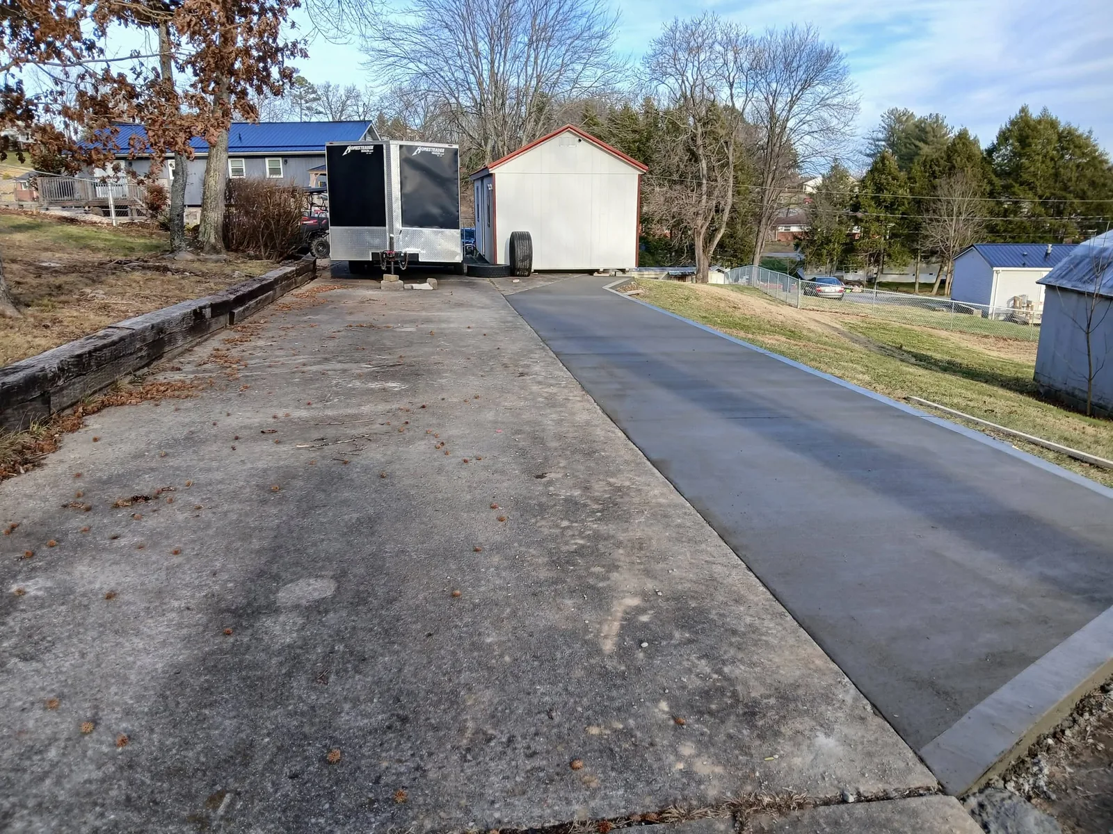 Finished concrete driveway