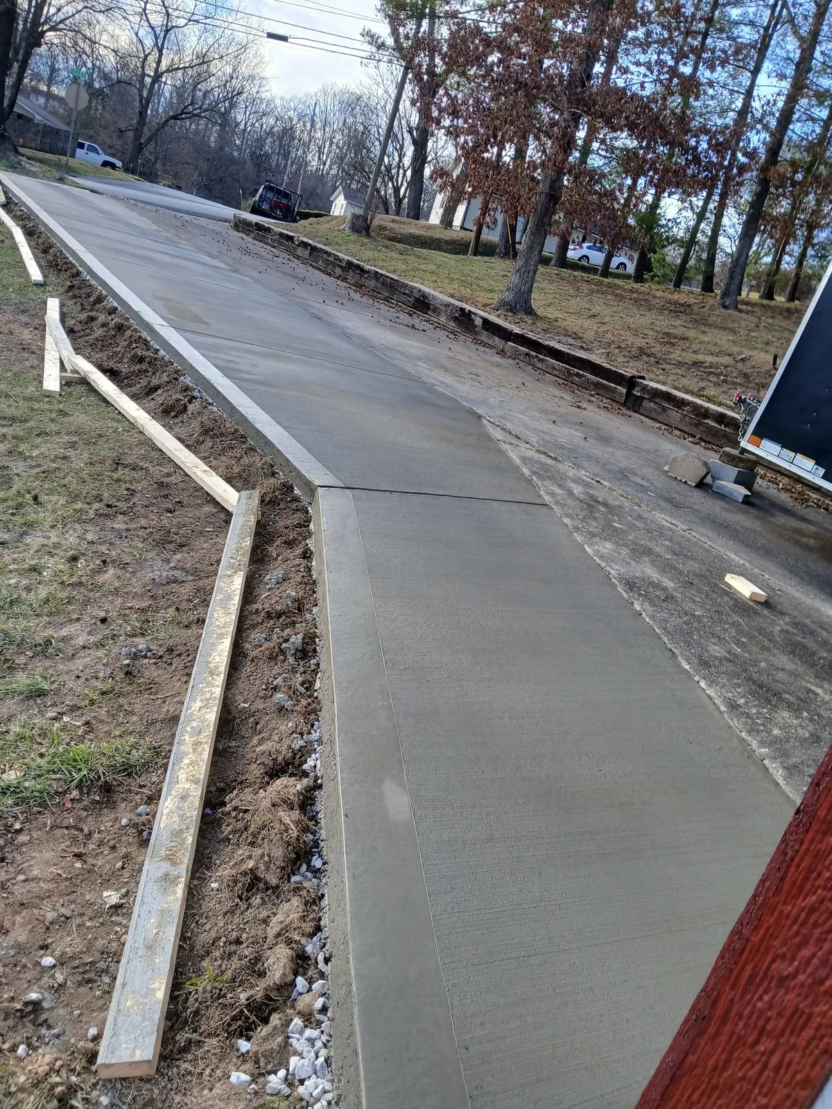 Concrete driveway and sidewalk